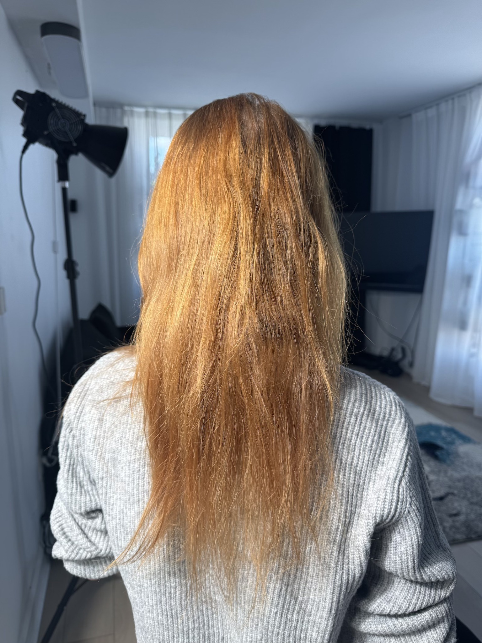 Before: blonde hair prior to the service